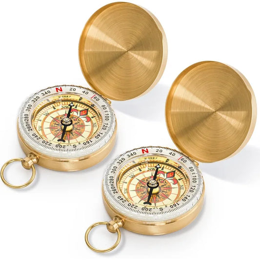 Copper Pocket Compass – Waterproof Glow-in-the-Dark Navigation Compass with Lanyard, 2 x 2 in (5 x 5 cm)