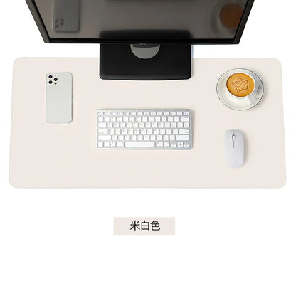 White Large PU Suede Mouse Pad - Waterproof Non-Slip Desk Mat for Gaming & Keyboard