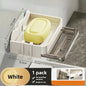 Wall-Mounted Free-Punch Soap & Sponge Holder, Double-Drain Plastic Soap Dish (11.3×8.3×4.1 cm | 4.45×3.27×1.61 in)