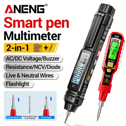 Pen Multimeter & NCV Non-Contact AC/DC Voltage Test Pen Combo with Double-Head Screwdriver