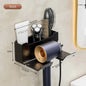 Wall-Mounted Hair Dryer & Straightener Holder – No-Drill Adhesive Hairdryer Organizer, ABS Bathroom Cradle