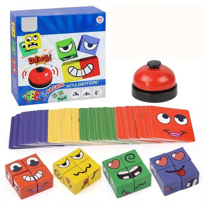 Kids Face-Change Cube Game – Montessori Expression Puzzle Building Blocks for Early Learning