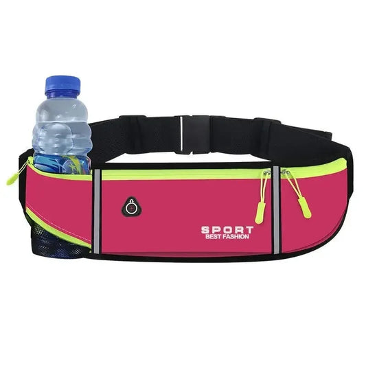 Lightweight Running Waist Bag with 3 Waterproof Pockets – Phone & 350ml Water Bottle Holder, Reflective, 41×11 cm (16.1×4.3 in)