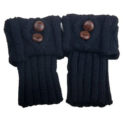 Women's Short Knit Diamond 2-Button Boot Cuffs — Knit Leg Warmers & Boot Covers