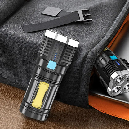 Rechargeable 1000 Lumen LED Flashlight with COB Side Light — 4 Modes
