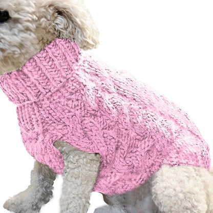 Small Dog Sweater Knit Pullover Warm Autumn Winter Cable Twist Solid Pet Coat