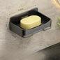 Wall-Mounted Free-Punch Soap & Sponge Holder, Double-Drain Plastic Soap Dish (11.3×8.3×4.1 cm | 4.45×3.27×1.61 in)