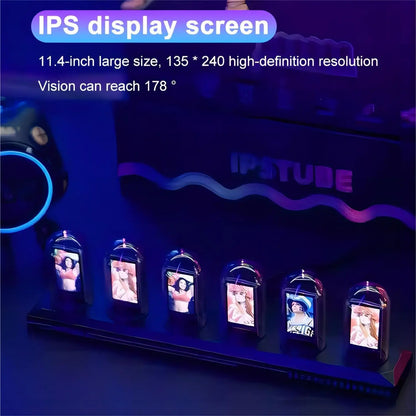 RGB Nixie-Style IPS Tube Clock - LED Color Screen Digital Desktop Night Light