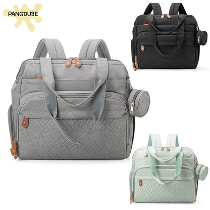 Large Mom Dad Diaper Backpack - Maternity Nappy Bag with Pacifier Pouch