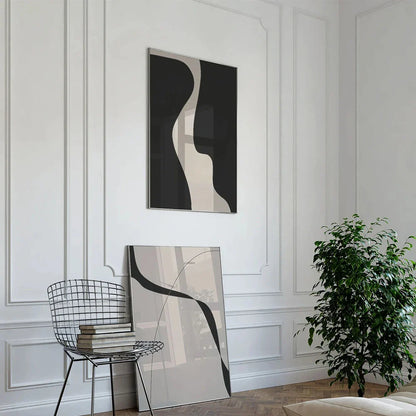 Abstract Minimal Art Print Line Drawing Poster Beige And Black Canvas Painting Modern Wall Picture Living Room Decoration