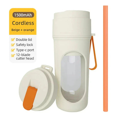 Portable Electric Blender Bottle – 6-Blade Smoothie Maker USB