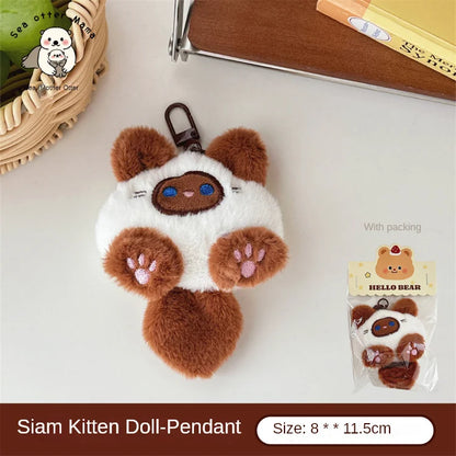 Plush Cat Keychain Bag Charm Cute Cat Doll Pendant for Backpack Purse Car Mirror