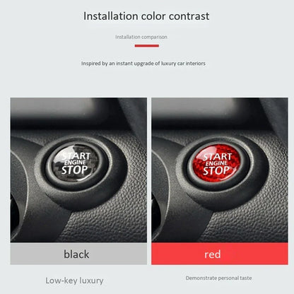 Carbon Fiber Engine Start Stop Button Cover Trim - Red Carbon Fiber Pattern - Interior Switch Protector