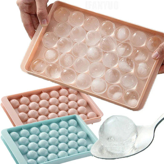 Ice Ball Mold - Spherical Whiskey Ice Maker PP Plastic Ice Cube Tray with Lid for Cocktails, Drinks & DIY Popsicles