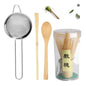4Pcs Matcha Whisk Set Handmade Bamboo Matcha Whisk Traditional Tea Scoop Deep Scoop Tea Strainer Clear Whisk Storage Holder