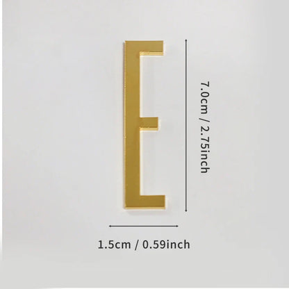 Golden Self Adhesive House Number Metal English Alphabet Letters for Apartment Room Door Plate Table Mailbox Number Stickers 7cm