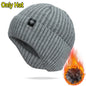 Outdoor Men’s Winter Knitted Bomber Hat – Plush Lined Peaked Cap with Earmuffs | Warm Faux Fur Cycling Hat for Cold Weather Protection