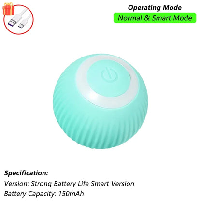 Rechargeable Interactive Cat Ball Toy — Automatic Rolling Smart Toy with Tail, LED & Obstacle Avoidance