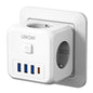 7-in-1 EU Wall Socket Extender - 3 AC Outlets, 3 USB-A & 1 USB-C with On/Off Switch