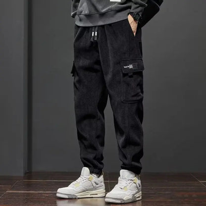Men's Elastic Waist Drawstring Jogger Pants Stretch Straight Harem Cargo Ankle-Length