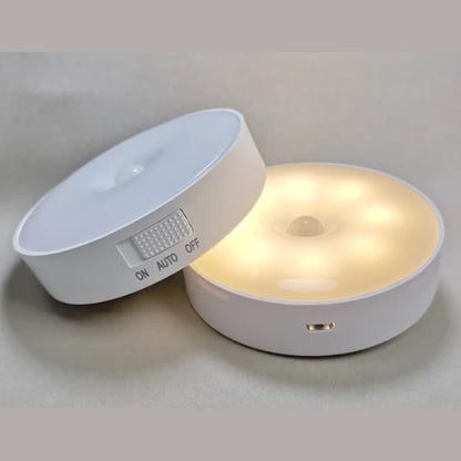 2-Pack LED Motion Sensor Night Light – USB Rechargeable, Magnetic Auto On/Off, Warm & White