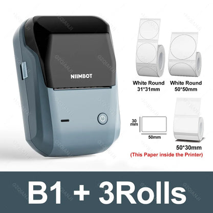 Mini Thermal Label Printer Portable Bluetooth Self-Adhesive Label Maker 2-Inch (58mm) for Round Stickers & Label Rolls