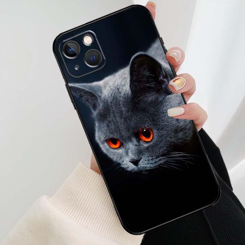TPU Cat Print iPhone Case - Full Coverage, iPhone 12-14
