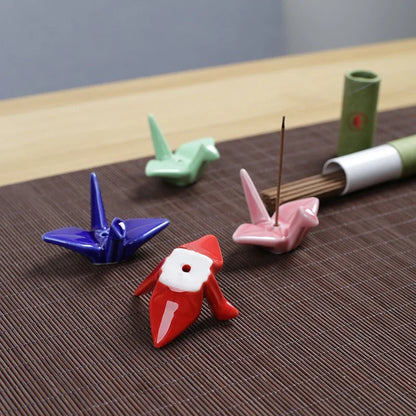 Thousand Paper Crane Shaped Incense Stand Holder Ceramic Incense Burner Stick Rack DIY Home Decoration