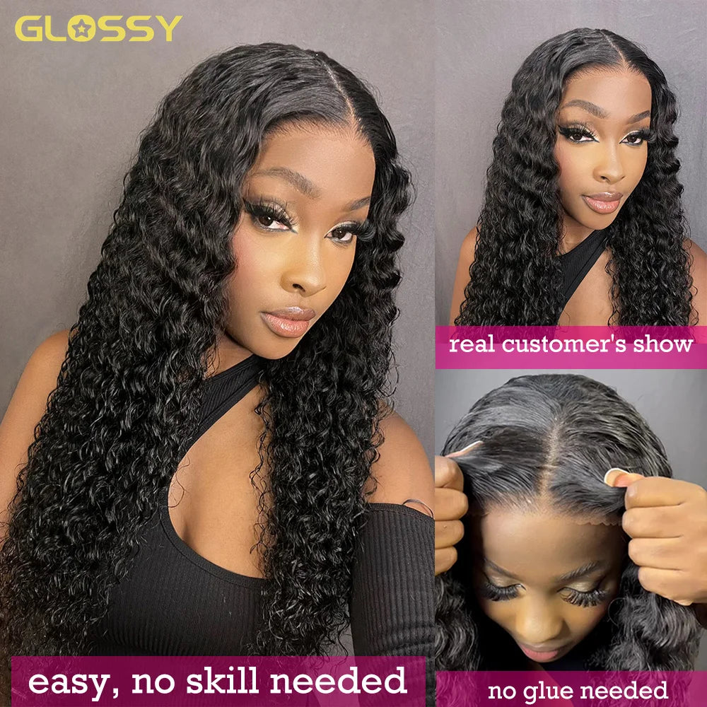 Glueless Deep Wave Human Hair Wig - Pre-Cut HD Lace, Pre-Plucked Hairline, 16 to 34in, 200 or 220 Density