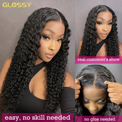 Glueless Deep Wave Human Hair Wig - Pre-Cut HD Lace, Pre-Plucked Hairline, 16 to 34in, 200 or 220 Density