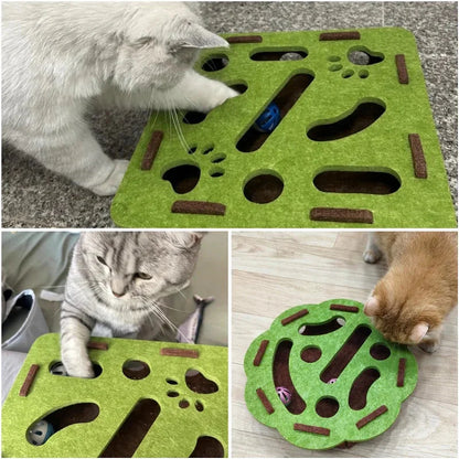 Interactive Cat Puzzle Toy – Felt Maze Box with Bell Balls