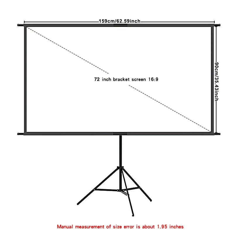 Single triangle bracket projection screen, easy to install, suitable for projection use in bedrooms, offices and other occasions