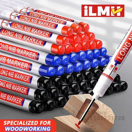 20mm Deep-Reach Long Nib Marker Pen for Wood & Metal — Waterproof Carpenter Marking Pen, 13.7cm (5.4in), Multi-Pack (1–40 pcs)