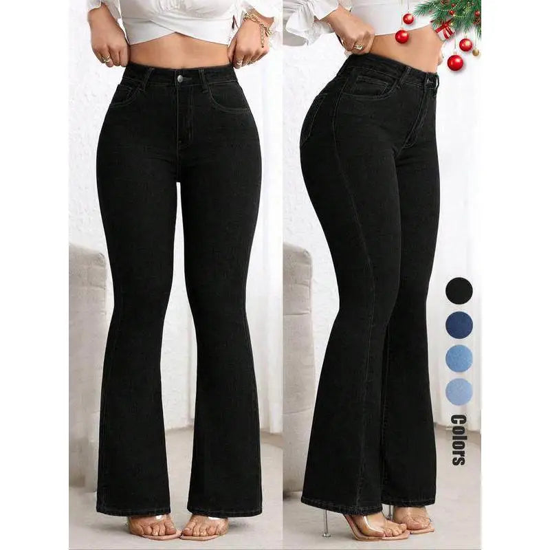 New Women's Elastic Slimming Bell Bottom Jeans Butt Lifting Waist