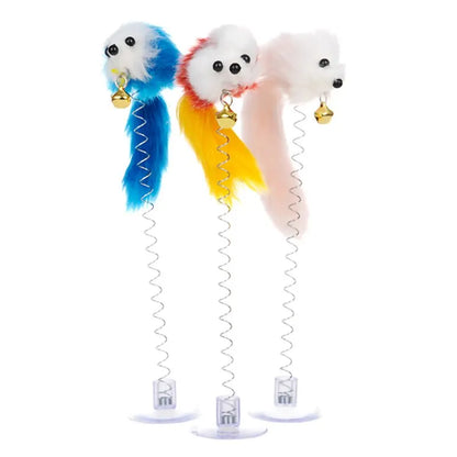 Interactive Cat Feather Wand with Sisal Mouse and Mini Bell Teaser Toy for Cats