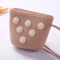 Girls Daisy Straw Mini Messenger Bag, Kids Shoulder Handbag with Coin Purse