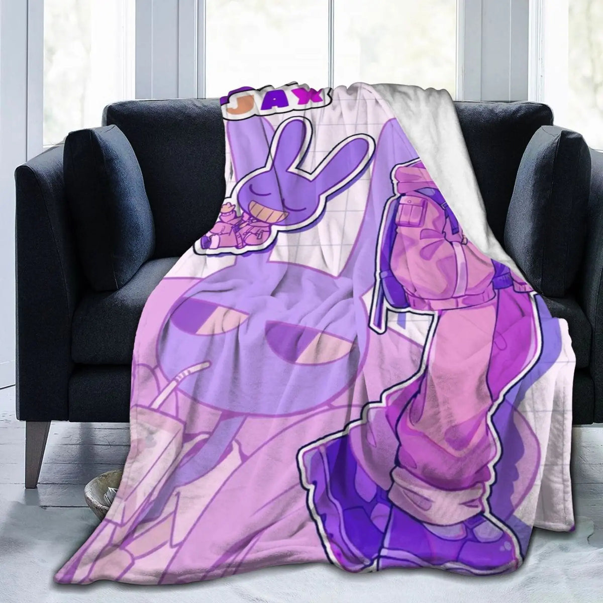 Digital Circus Anime Flannel Throw Blanket – Soft, Cozy & Funny Game Theme for Living Room & Home Decor
