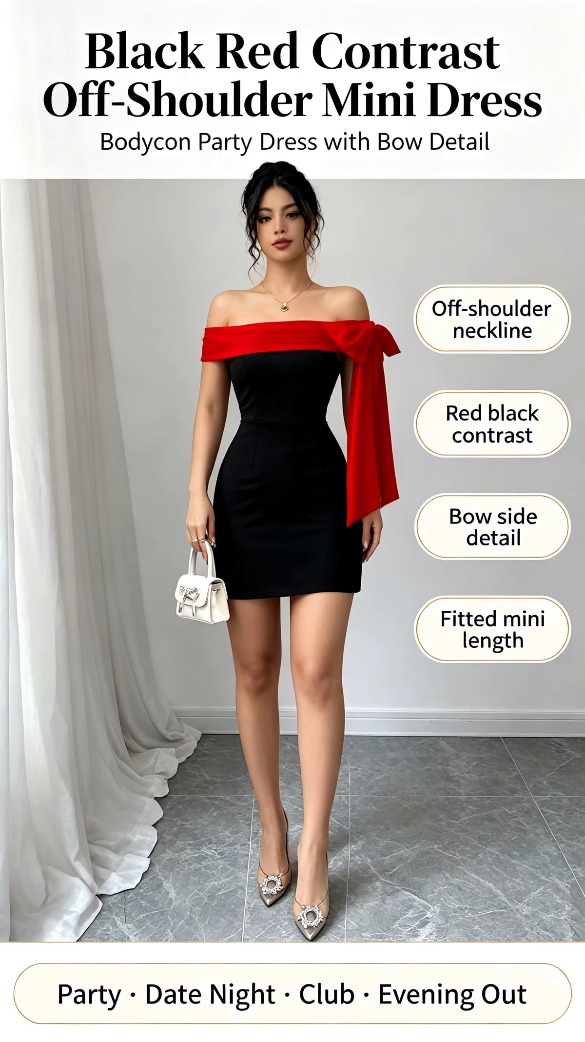 Women’s Black Lace Patchwork Midi Dress – Slash Neck, Slim Fit A-Line, Mid-Calf Length, All-Season Party & Evening Dress, Sizes S–XXL