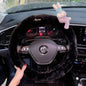 Cute Cartoon Fur Steering Wheel Cover Winter Warm Car Handle Cover for Women