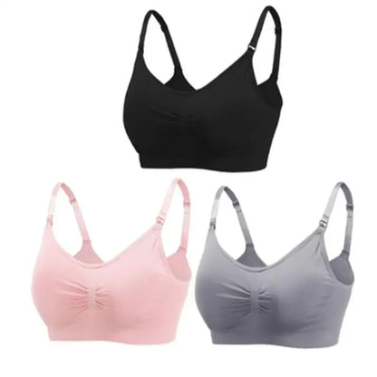 3-Pack Seamless Maternity Nursing Bras – Wireless Breathable Nursing Bra with Removable Pads & Front/Back Closure