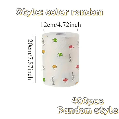 400 Count Vegetable-Themed Kitchen Cleaning Cloths, Lightweight Knitted Weave, Multi-Purpose Reusable Paper Towels for Home