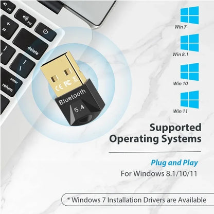 USB Bluetooth Adapter Dongle for PC - Bluetooth 5.4/5.3/5.1/5.0 Wireless USB Receiver for Speakers, Mouse, Keyboard, Audio