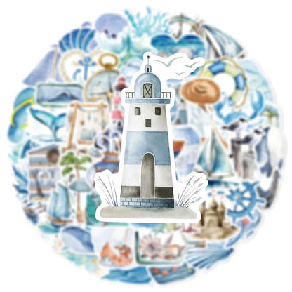 10/30/50pcs Cartoon Ocean Journey Graffiti Stickers Stationery DIY Notebook Laptop Suitcase Phone Decoration Sticker Kids Toys