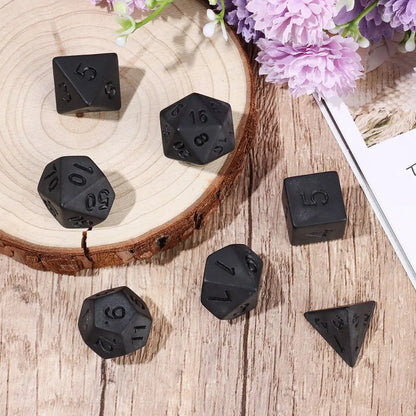 7-Piece Black Polyhedral Dice Set for D&D TRPG Tabletop RPG, Board & Card Games