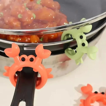 Silicone Crab Spatula Holder Pot Clip — Heat-Resistant Spoon Rest & Overflow Guard (1/2/4/6-Pack)