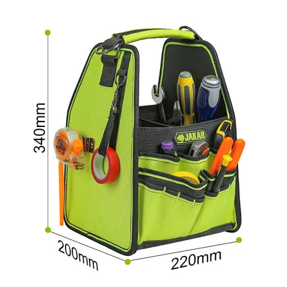 Open Tool Tote Bag with Adjustable Straps and Waterproof Base - Heavy Duty Tool Storage Organizer