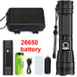 High-Power Rechargeable LED Tactical Flashlight, Aluminum Telescopic Zoom, USB-C, IPX65 Waterproof for Camping & Fishing