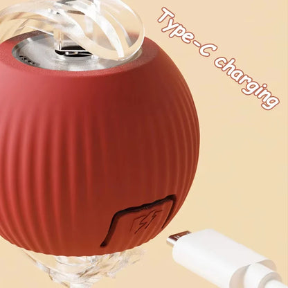 Rechargeable Automatic Rolling Pet Ball — Interactive Plush Tail Toy for Cats & Small Dogs