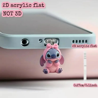 Stitch 2D Phone Dust Plug - Dustproof Charging Port Charm for Type-C & Lightning (Android & iPhone)