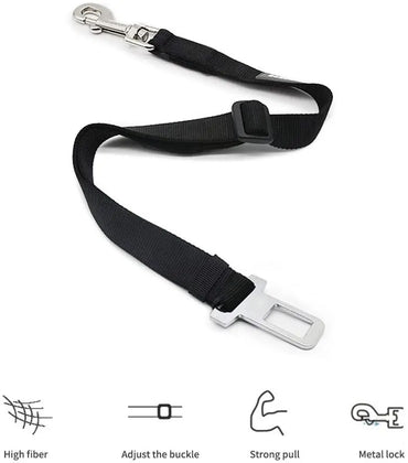 Adjustable Pet Seat Belt for Dogs & Cats 17.7–28.3 in (45–72 cm) Nylon Car Safety Restraint with Quick-Release Clip